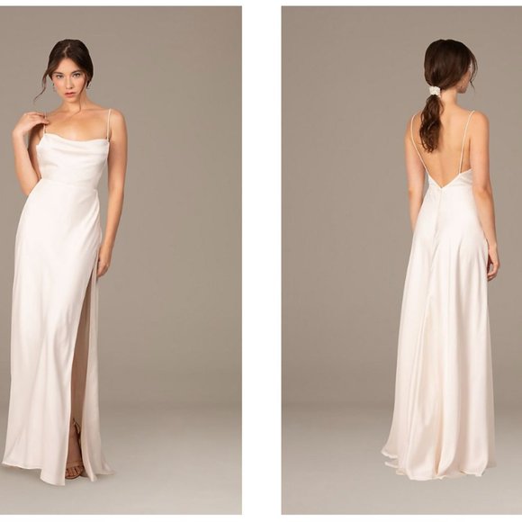 Fame & Partners Rosabel Cowl Neck Satin Gown with Spaghetti straps - Picture 2 of 2